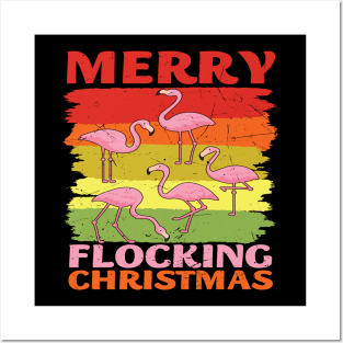 A Flamboyance of Flamingos wish you a Merry Flocking Christmas Posters and Art